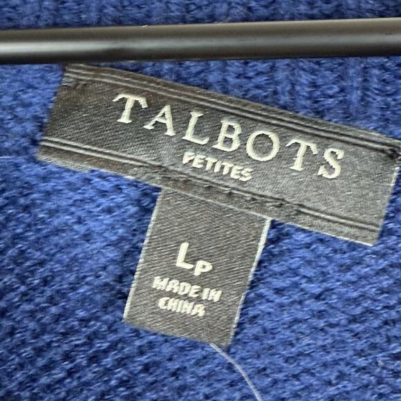 Talbots Jeweled Sweater Womens Large Petite Blue Fair Isle Crewneck Rhinestones - Picture 5 of 8
